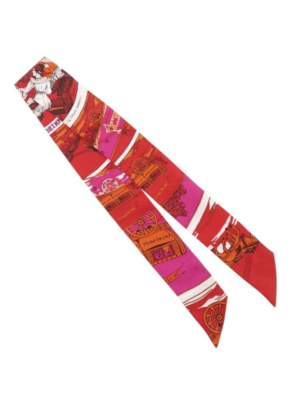 Hermes Twilly Jeu Des Omnibus Et Dames Blanches And White Game Silk Pink Scarf